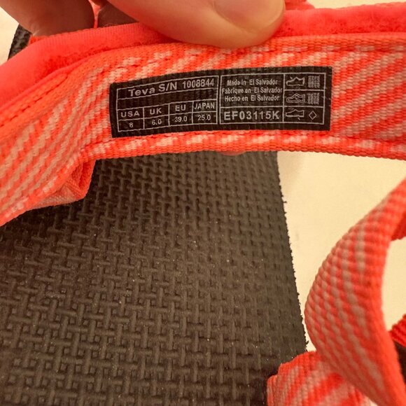 Teva Womens Platform Candy Stripe Sandals Vibrant Orange Chunky Sole Size 8 - Picture 4 of 10